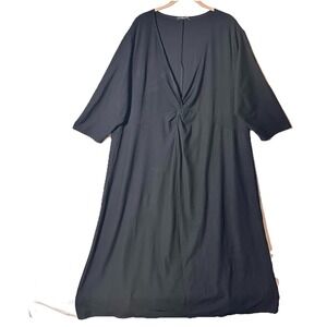 Eileen Fisher Dress 2X Twist Knot Minimalist Lagenlook Midi Classic Lagom Career